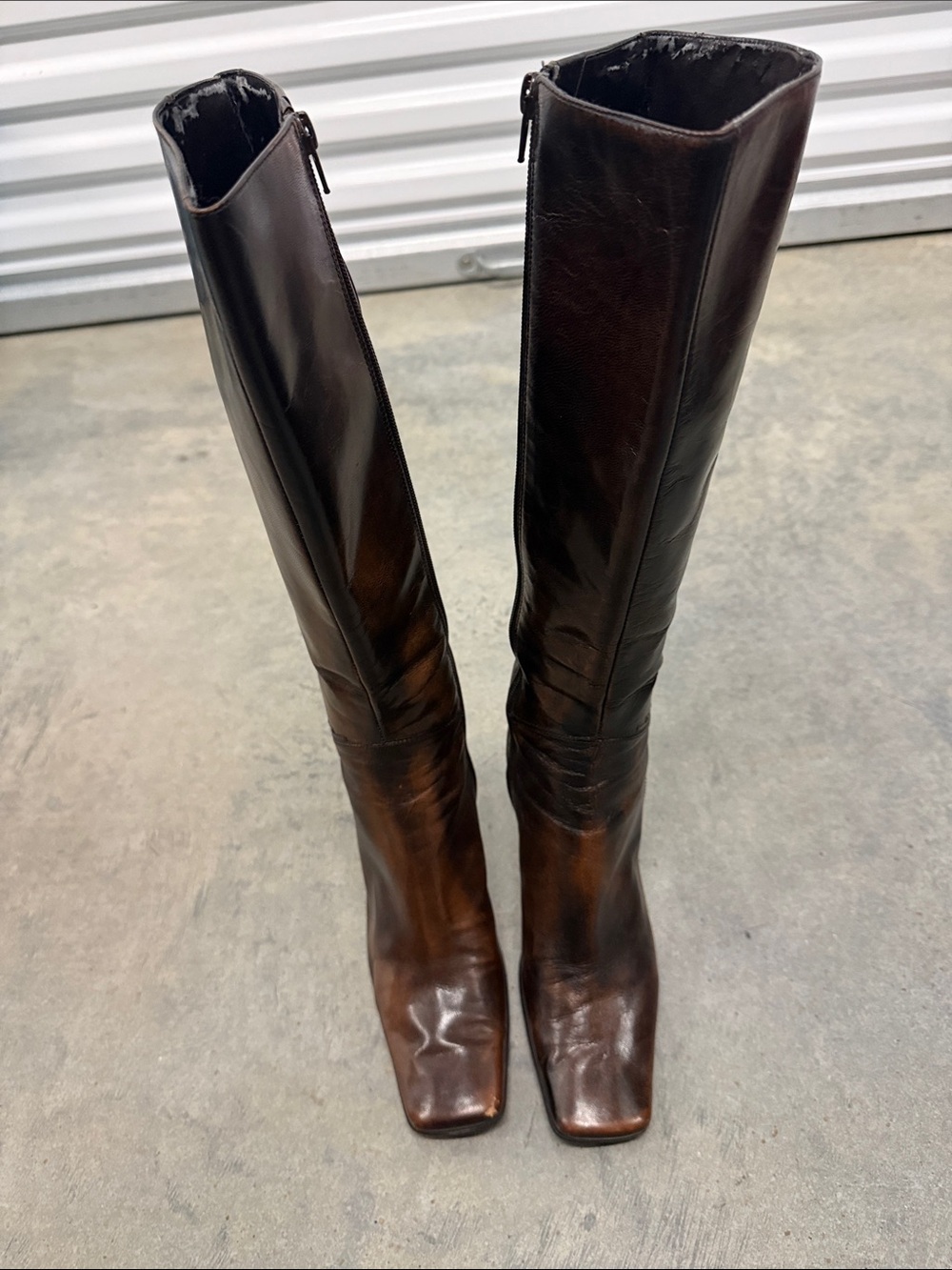Nine West Vintage Y2K Brown Leather Knee-High Zip Boots